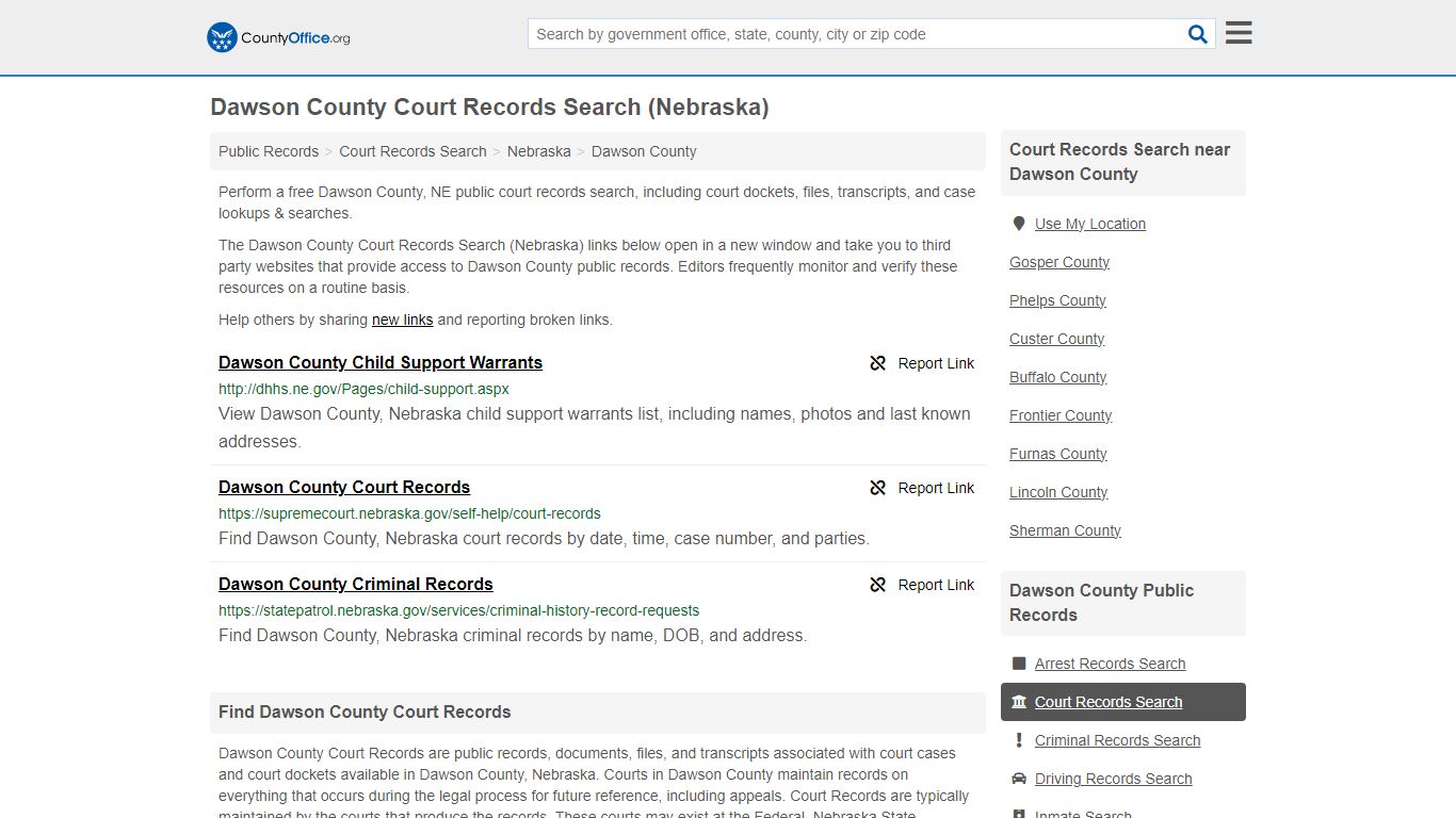 Dawson County Court Records Search (Nebraska) - County Office